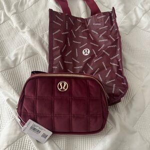 Lululemon Athletica Maroon Quilted Cosmetic Bag